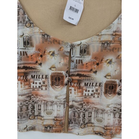 Cotton On Y2K Mesh Cropped Top Women Size L Euro Graphic Long Sleeve Retro Cyber - Picture 5 of 9